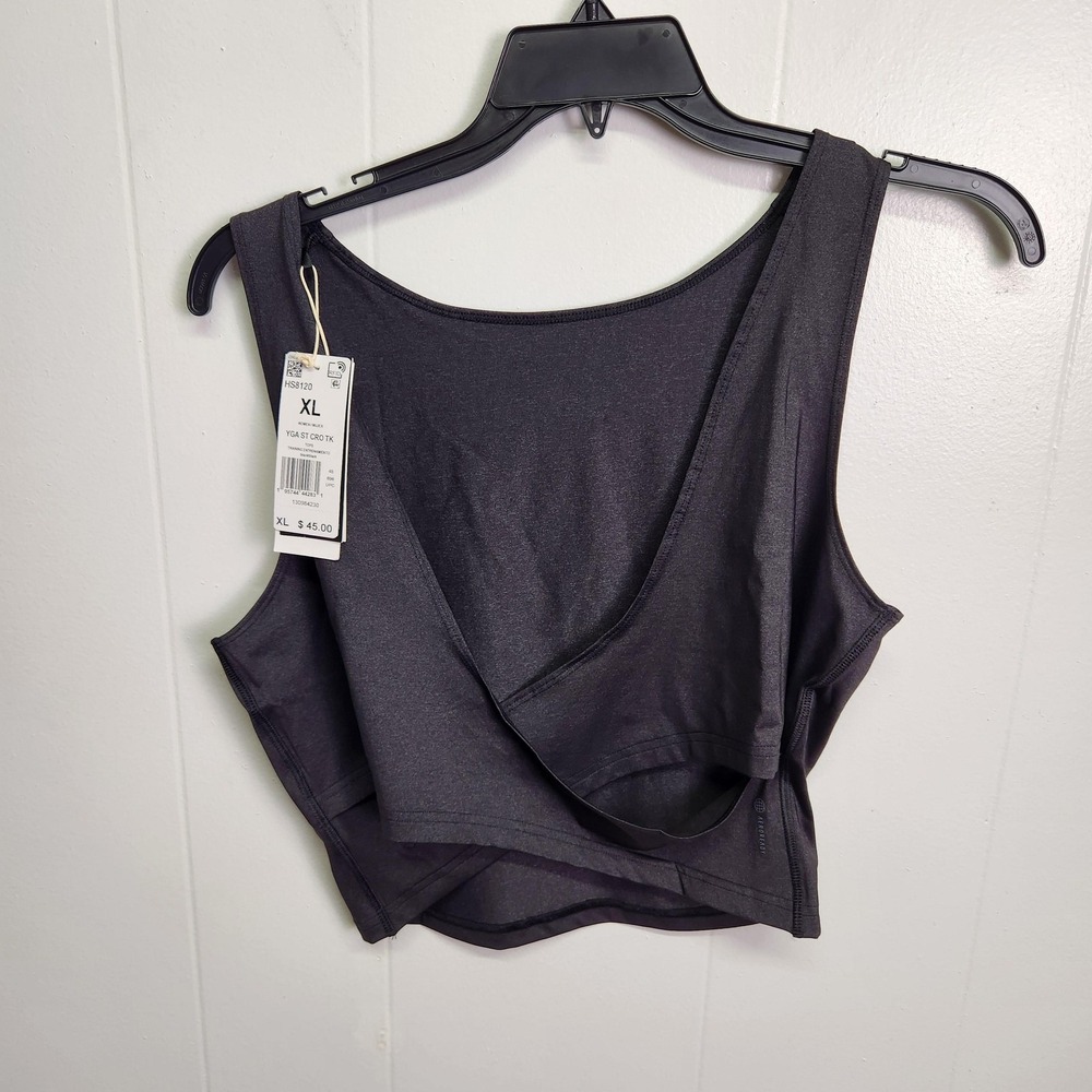 Adidas Yoga‎ Crop Tank Top Womens XL Black HS8120 Aeroready Training MSRP $45 - Picture 4 of 10
